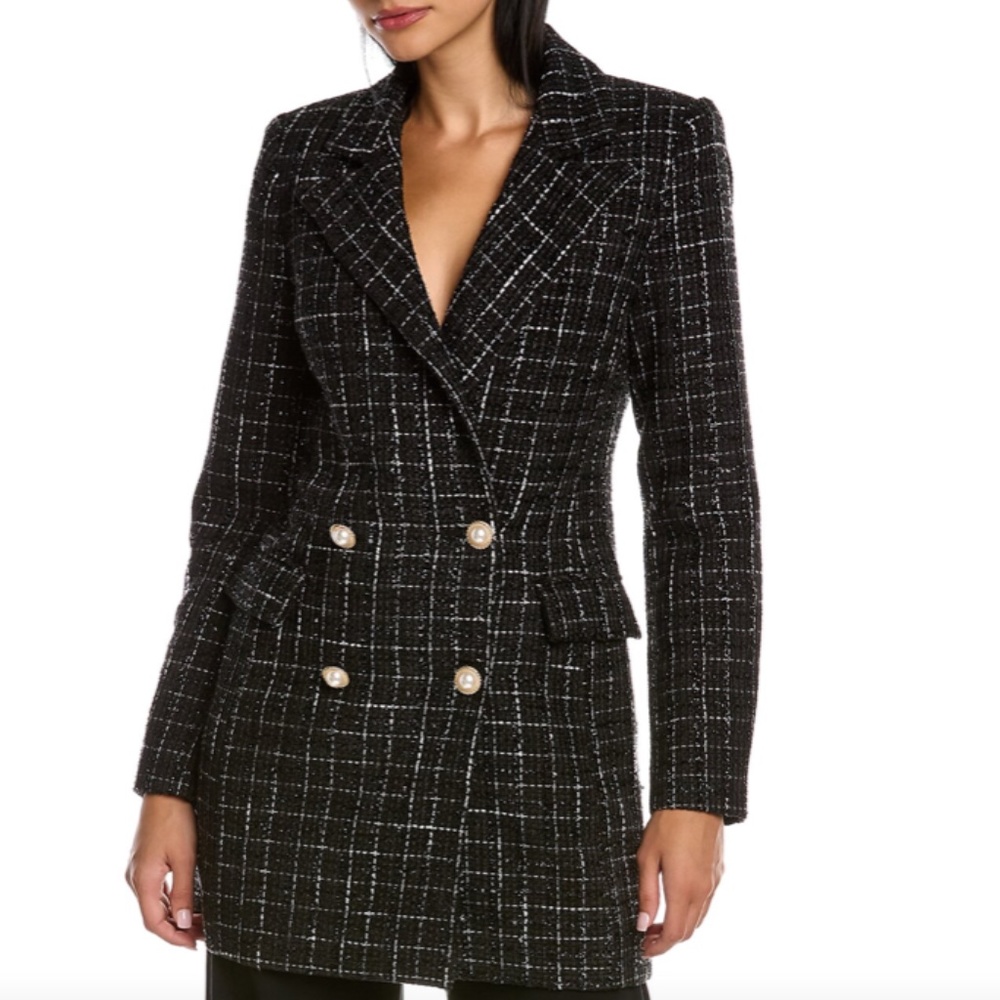 Ronny Kobo Lily Boucle Coatdress - Black & White
